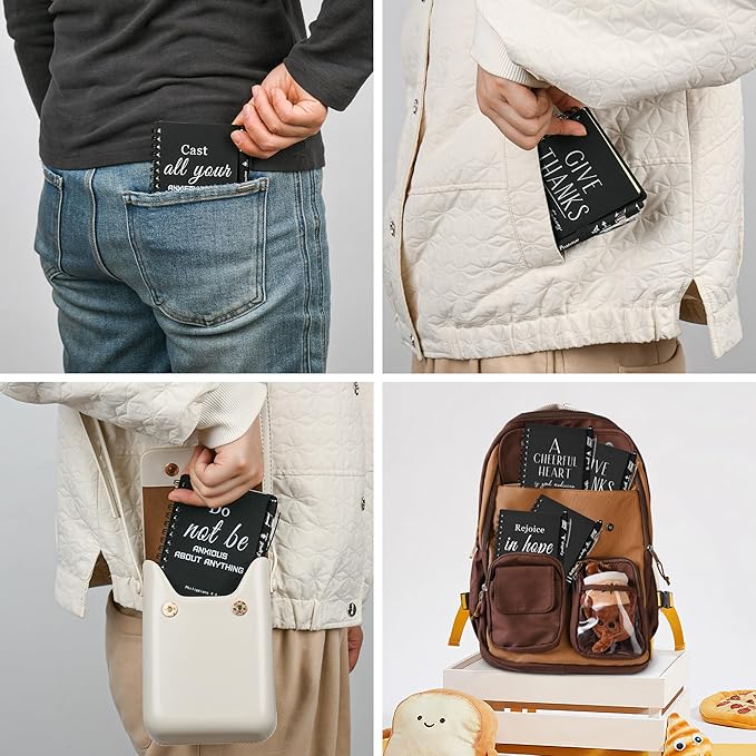 INSADA Christian Prayer Journal Spiral Black Notebooks Bulk Small Notepad with Pens - Small Notepads (4.13”x5.43”) - Easter Gifts for male, Church Members & Bible Study Groups (30 sets Black)