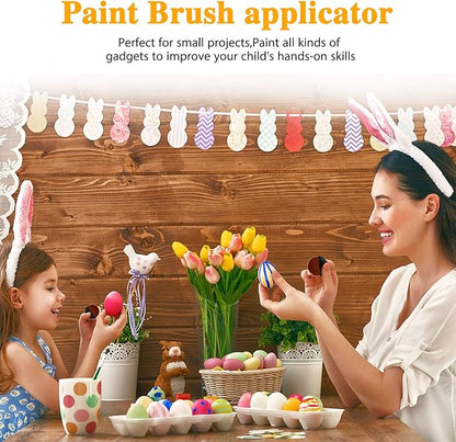 Boao 4 Pieces Brush Applicator Diamond Painting Brush Accessories Tools, Artist Drawing Flat Paintbrush for DIY Gesso, Varnishes, Oil Paint, Acrylic Painting, Watercolor(Black and Brown)