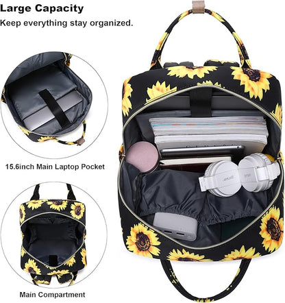 Sunflower Laptop Backpack College Bookbag School Backpack for Women Girls, Travel Backpack 15.6 Inch Computer Backpacks