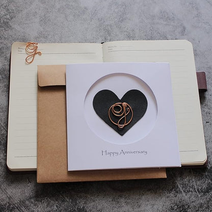 Personalized Initial Copper Card, Copper Initial, Anniversary Card for Her, Couple, Gift for Her (G)