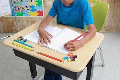 Ticonderoga My First Tri-Write Wood-Cased Pencils with Sharpener, Pre-Sharpened, 2 HB, With Erasers, Neon Colors, 2 Count, 6 Packs