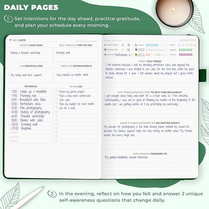 Clever Fox Self-Care Journal – Wellness & Daily Reflection Notebook – Mental Health & Personal Development Journal – Self-Care, Meditation & Mood Journal for Women & Men – A5 Size (Forest Green)