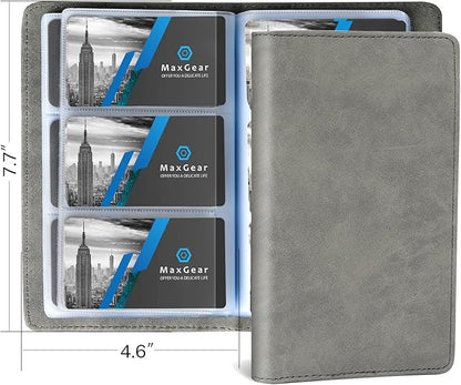 MaxGear Business Card Organizer, 240 Cards Book Portable Business Card Holder for Men & Women, Professional PU Credit Cards Binder File Storage, Dark Gray