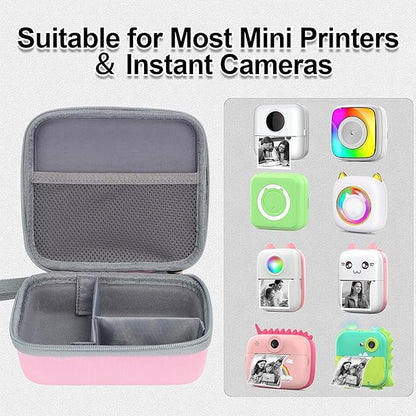 HBCX Mini Printer Case,Hard Protective Box,Portable High-capacity Travel Carrying Case,Suitable for Thermal Inkless Sticker Photo Printer,Label Marker,Instant Print Camera(Only Pink Case)