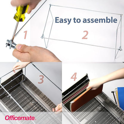 Officemate Hanging File Frame, Letter Size, Adjustable 14 to 18-Inches, 2 Count (Pack of 1),Silver, 91990