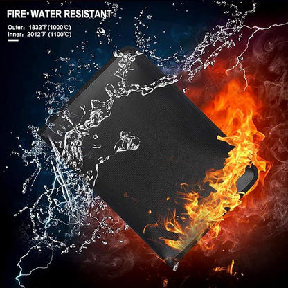 Expanding File Folder Important Document Organizer Fireproof & Waterproof Document Bag with A4 Size 3 Pockets Zipper Closure Non-Itchy Silicone Coated Portable Filing Wallet Pouch(14.3inx9.8inx1.6in)