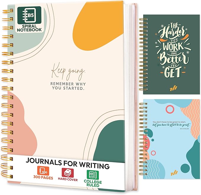 3-Pack Spiral Notebook - 10.25" x 7.25" 3 Subject Notebook, College Ruled Notebook, B5 Journaling Notebooks,100 GSM Notebook with Divider, 300-Page Notebooks for School, School Supplies