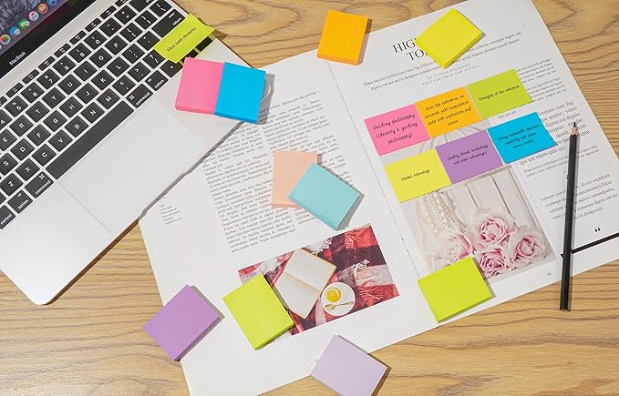 36 Pads Sticky Notes 1.5x2 inch Post, 9 Bright Colors Mini Self-Stick Pads Bulk, 70 Sheets/Pad