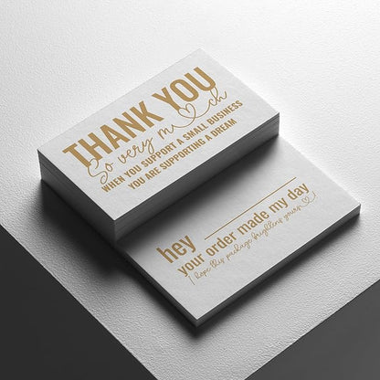 ITZAMNA Thank you for supporting small business cards Customer appreciation note cards Pink Script with Heart Pack of 100 WHITE