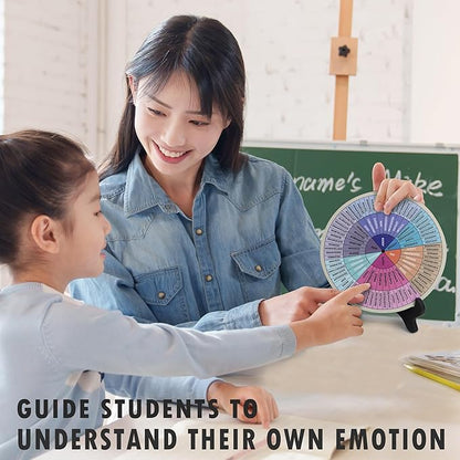 Feelings Wheel, Double-Sided Emotion Wheel with Stand, Counseling Office Must Have, Feelings Wheel Suitable for Therapy Office Decor School Counseling Office Must Have (JD2, 2)