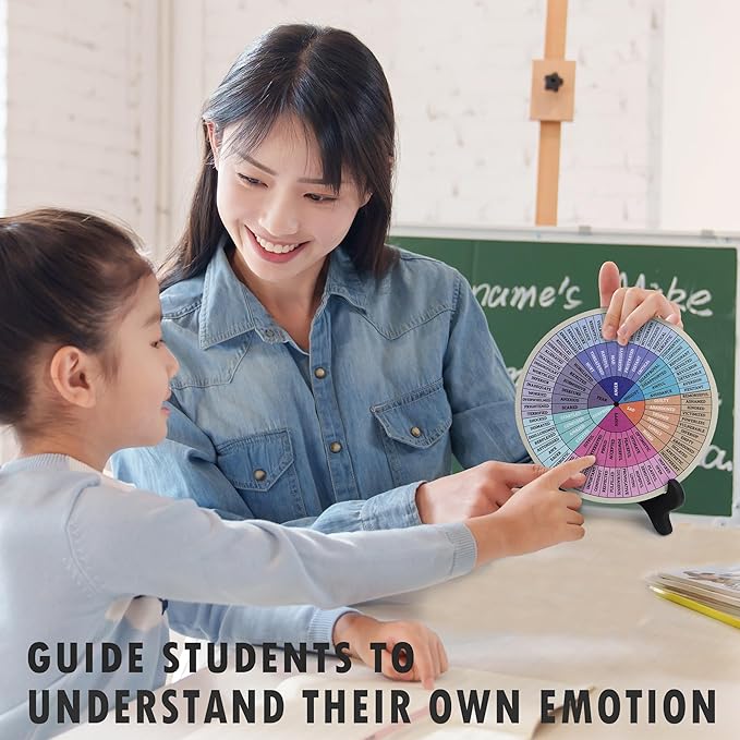 Feelings Wheel, Double-Sided Emotion Wheel with Stand, Counseling Office Must Have, Feelings Wheel Suitable for Therapy Office Decor School Counseling Office Must Have (8Z2, 2)