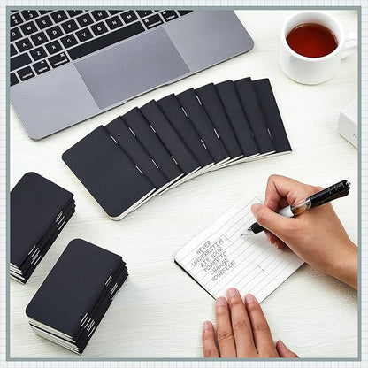 Outus 36 Pcs Pocket Notebook Mini Journal 2.5" x 4" Kraft Paper Mini Notepad Bulk Softcover Pocket Notepad Memo Diary Subject Notebooks for Student Traveler School(Black)