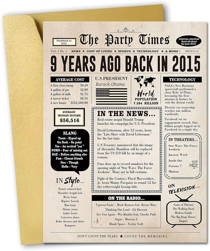 Happy 9th Birthday Card Gifts for Boy Girls, Unique 9th Birthday Decorations for Daughter Son, 9 Year Old Bday Gift Cards for Grandson Granddaughter