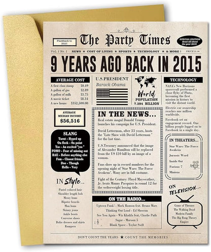 Happy 9th Birthday Card Gifts for Boy Girls, Unique 9th Birthday Decorations for Daughter Son, 9 Year Old Bday Gift Cards for Grandson Granddaughter