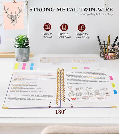 Spiral Notebook Journal 8.5” x 11”, 300 Pages Hardcover Leather Lined Journals for Women Men, A4 Large College Ruled Notebooks with 100 GSM Thick Paper, Spiral Journal for Writing Work School, Purple