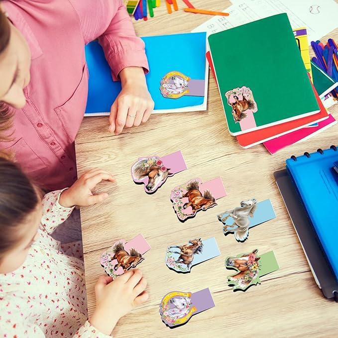 Horse Shaped Magnetic Bookmark - 6 Pcs Funny Animal Magnetic Bookmarks for Kids Horses Book Mark Magnets Page Marker Clip Gift for Book Lovers Students Teacher School Reading Book Marks