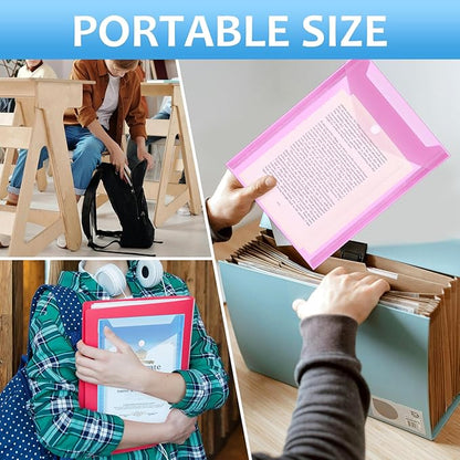 Vmiapxo 40 Pack Multi-Color Stamp and Die Storage Pockets, Reusable Rainbow Small Plastic Envelopes Waterproof Sticker Organizer Receipt Holder Photo Storage Folders (7" x 9.4")