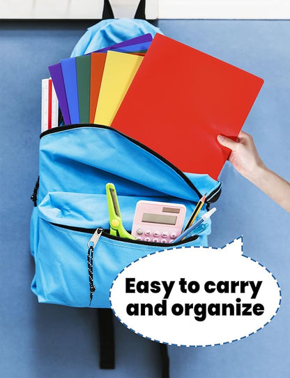 SUNEE 2 Pocket Folder (24 Pack, Assorted Colors) Heavy Duty Plastic Folders with Pockets Fit Letter-Size Papers, Two-Pocket Poly Folders Bulk for School, College, Office