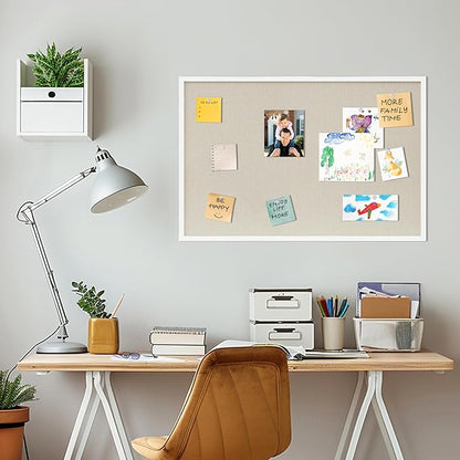 Cork Board with Linen White 2Pack,Bulletin Board 36"x24" Hanging Corkboards for Office Home School Message Board or Vision Board Decoration.
