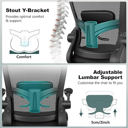 FelixKing Drafting Chair Ergonomic Tall Office Chair, Breathable Mesh Chair with Adjustable Footrest Ring Lumbar Support Flip-up Armrests, High Back Executive Comfy Task Computer Chair for Home Office
