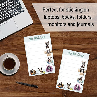 Boston Terrier Sticky Notepad to Do List | Kawaii Dog Lover Gifts for Women | Office School Supply Sticky Notes 4"x6" 50 Pages