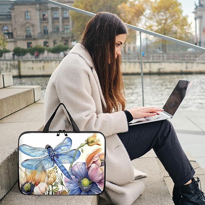 Universal Tablet Laptop Sleeve Case 10 inch, Blue Dragonfly Slim Carrying Case Durable Handbag Travel Laptop Bag for 7 to 10-inch Laptops/Notebook/Kids Tablet/ipad/eBook Readers