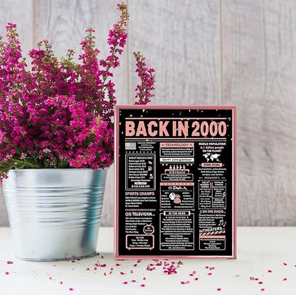 25th Birthday Card, 25th Birthday Decorations for Her, 25th Birthday Gifts for Daughter, Back in 2000 Birthday Card, Rose Gold