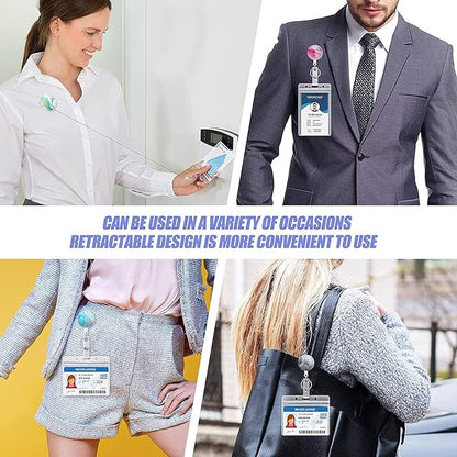 Retractable Badge Reel Clip, Badge Holder with Alligator Clip, Cute Badge Clip on ID Name Card Holders for Nurse Doctor and Office (4Pack Cute Cactus)