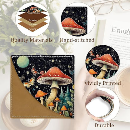 Cute Mushroom Corner Bookmarks, Leather Book Accessories for Book Lovers, 3 Pcs Reading Book Page Markers for Women Men Student Teacher Girls Boys Kids Retirement Birthday Gifts