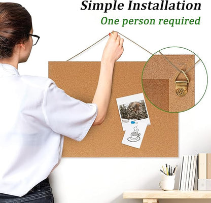 DOLLAR BOSS Magnetic Cork Board, 2 Pcs 16" x 12" Small Cork Bulletin Board 0.7" Thick Frameless Corkboards for Walls Pin Notice Board with 8 Magnets 10 Pushpins for Home Office Kitchen School Decor