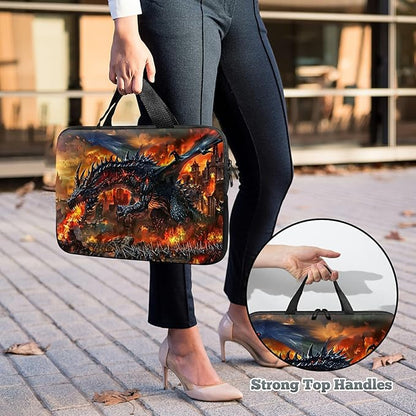 Universal Tablet Laptop Sleeve Case 10 inch, Fire Fierce Dragon Slim Carrying Case Durable Handbag Travel Laptop Bag for 7 to 10-inch Laptops/Notebook/Kids Tablet/ipad/eBook Readers