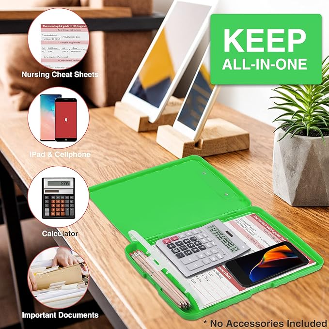 Sooez Clipboard with Storage, High Capacity Nursing Clip Board 8.5 x 11 with Pen Holder & Low Profile Clip, Plastic Clipboards Case Box, Teacher Must Haves School Office Supplies, Letter Size/ A4