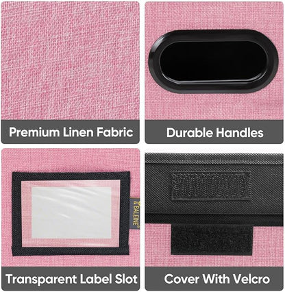 BALEINE File Organizer Box with Lid, Collapsible File Folder Organizer with Plastic Slide, Hanging File Folder Box for Office Document Storage (1 Pack, Pink)