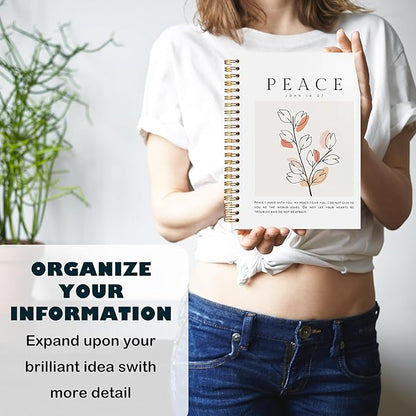 BearCake Peace I Leave with You Boho Floral Christian Notebook Journal, Christian Gifts for Women, Bible Notebooks for Note Taking, Bible Journaling Notebook, Hardcover Spiral Notebook 5.5x8.3
