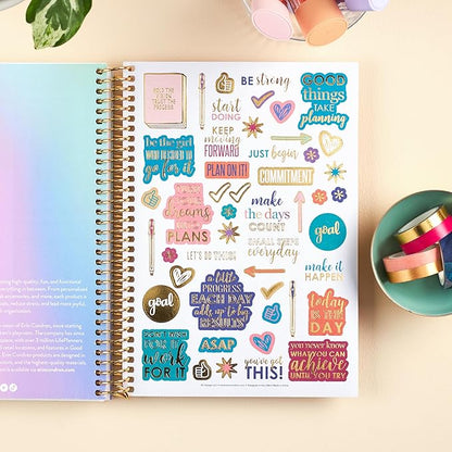 Erin Condren A5 Spiral Bound Goal Setting Planner – Metallic Abstract Circles - 4 Tabs with 160 Pages for Goal and Action Planning Inc. Steps, Weekly Check-in, Celebration Pages & More