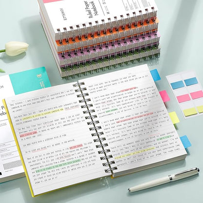 EMSHOI A5 Spiral Notebook College Ruled Lined Journal, Small 5.7" X 8.22", 300 Pages/150 Sheets, 100gsm Thick Paper, Waterproof Hardcover, for Office School Women Men Work Writing Notes-LightBlue