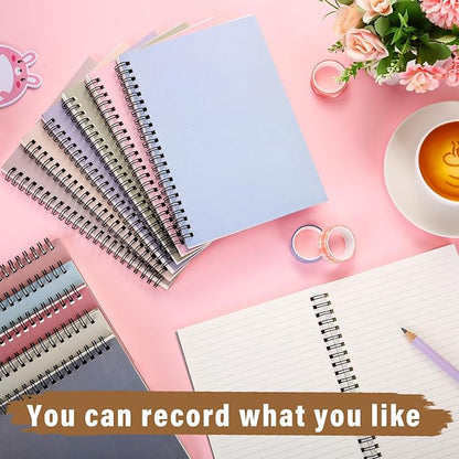 Fuutreo 24 Pcs Spiral Notebook for Work A5 8.3 x 5.7 Inch College Ruled Spiral Journal Notebook Kraft Cover, 12 Color, 60 Sheets, 120 Pages for Office School Supplies(Taro Color)