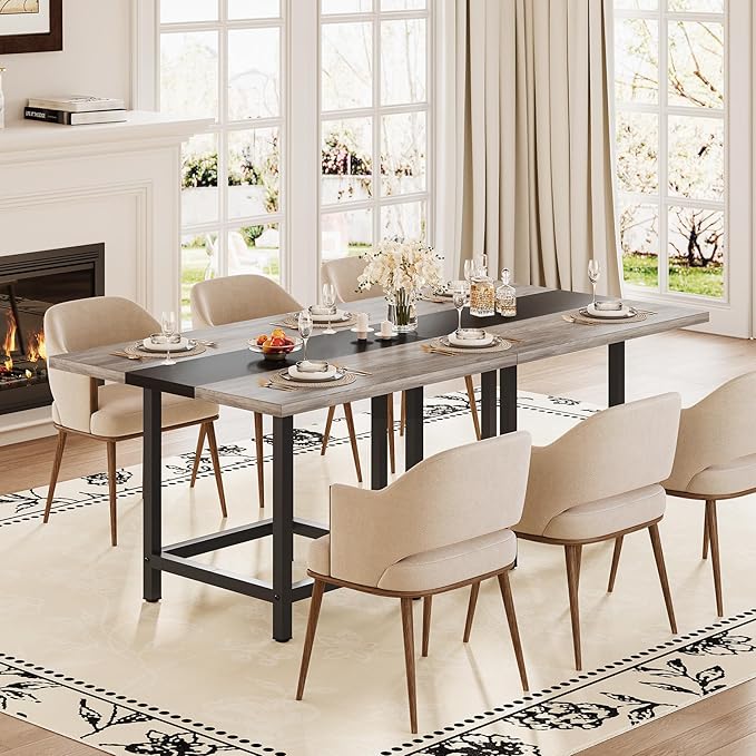 LITTLE TREE 39-Ince Square Small Conference Room Table for 4 People,Wood Computer Desk for Home Office, Small Space (Chair not Included)