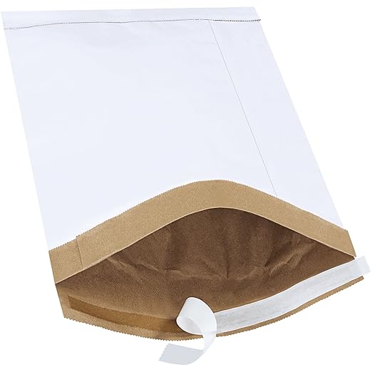 Aviditi White Self-Seal Padded Mailers, 9 1/2" x 14 1/2", Peel and Seal Closure, Fiber Cushioned Envelopes for Protecting Items During Shipping and Mailing, Case of 100
