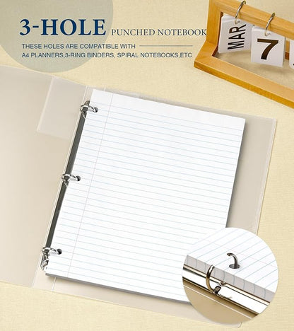 8.5 x 11 Wide Ruled Paper, Loose Leaf Paper, 3 Hole Punch Paper 8.5 x 11 WhiteLoose Leaf Notebook Paper for 3 Ring Binders, Notebook Paper,Filler Paper,Lined Paper, 400 Sheets Writing Paper (4 Pack)