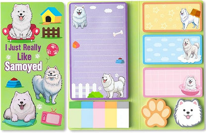 I Just Really Like Samoyed Sticky Notes Set, 550 Sheets, Cute Samoyed Self-Stick Notes Pads Animal Divider Tabs Bundle Writing Memo Pads Page Marker Back to School Office Supplies Small Gift