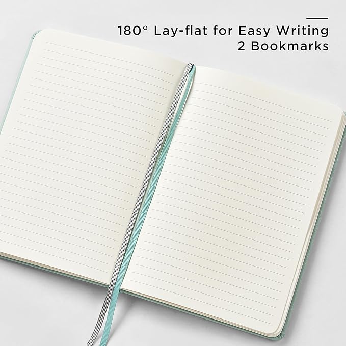 A5 Lined Journal and Pen Set, Hardcover Notebook with Pen, 160 Pages 100gsm Thick Ruled Paper for for Women Men Work Business School or Home Writing, 5.7'' x 8'' (Light Green)