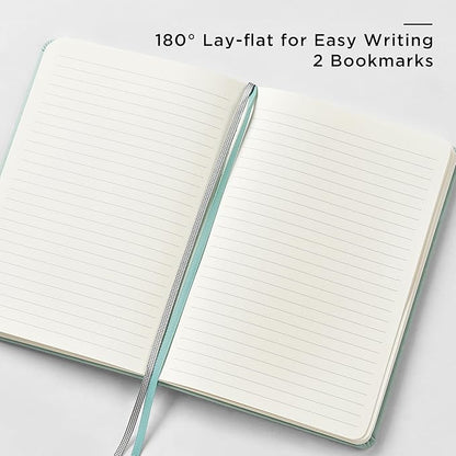 A5 Lined Journal and Pen Set, Hardcover Notebook with Pen, 160 Pages 100gsm Thick Ruled Paper for for Women Men Work Business School or Home Writing, 5.7'' x 8'' (Light Green)