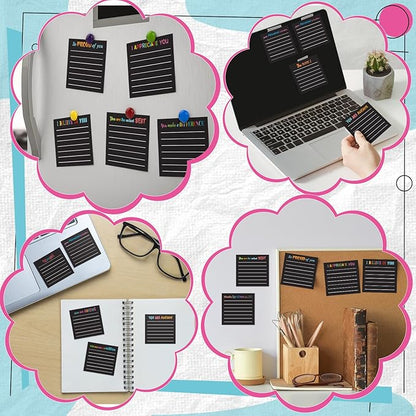 Yinder 24 Pcs Inspirational Sticky Notes with Lines Cute Motivational Sticky Notes Pad Employee Appreciation Gifts Bulk for Teacher Nurse Coworkers Office Supplies 3 x 3''(Black,Appreciation)