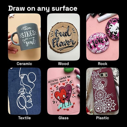 ARTISTRO 5 White Paint Pen for Rock Painting, Stone, Ceramic, Glass, Wood, Tire, Fabric, Metal, Canvas. Set of 5 Acrylic Paint White Marker Water-based Extra-fine Tip