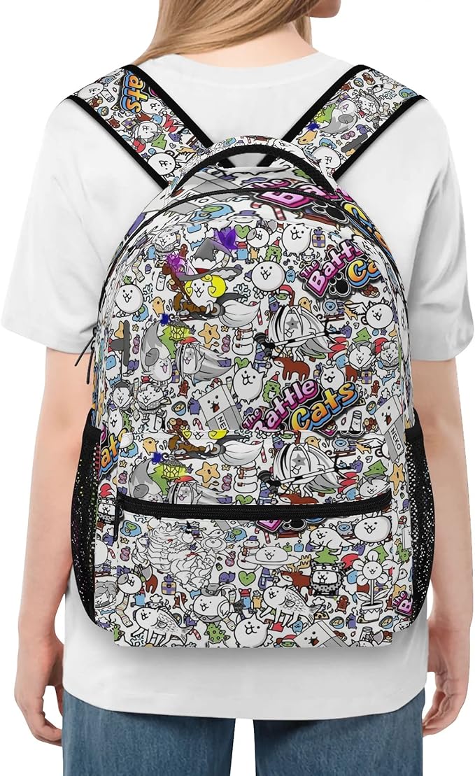 Cat Gaming Backpack Kids School Bag Lightweight Daypack Travel Laptop Bag Women Men Bookbags