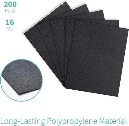 Binditek 200 Pack 16 Mil Sand-Textured Polycover, Midweight Binding Front and Back Covers, Lightly Textured Sand Finish, 8-1/2" x 11", Square Corners, Un-Punched, Black, Office Supplies