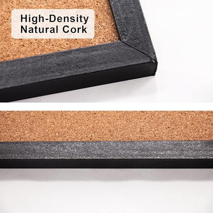 Black Cork Board Bulletin Board, 17.7"X 13.3" pin Boards for Walls, Oak Wood Finish Frame, Wall Mounted Cork Board for Office Home and School(Pins, Eye Bolts, gaskets, Screws)