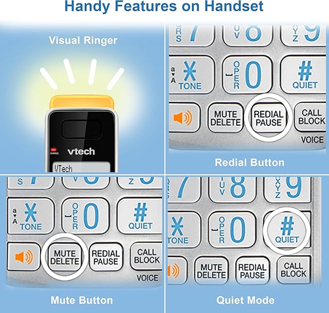 VTECH IS8121 Super Long Range up to 2300 Feet DECT 6.0 Bluetooth Expandable Cordless Phone for Home with Answering Machine, Call Blocking, Connect to Cell, Intercom and Expandable to 5 Handsets