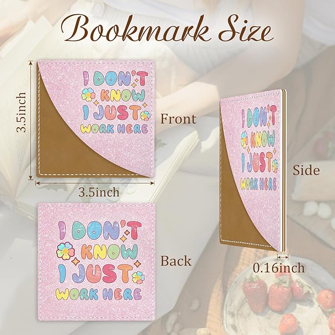Funny Corner Bookmarks, Cute Leather Book Accessories for Book Lovers, 3 Pcs Reading Book Page Markers for Women Men Student Teacher Girls Boys Kids Retirement Birthday Gifts, I Don`t Know